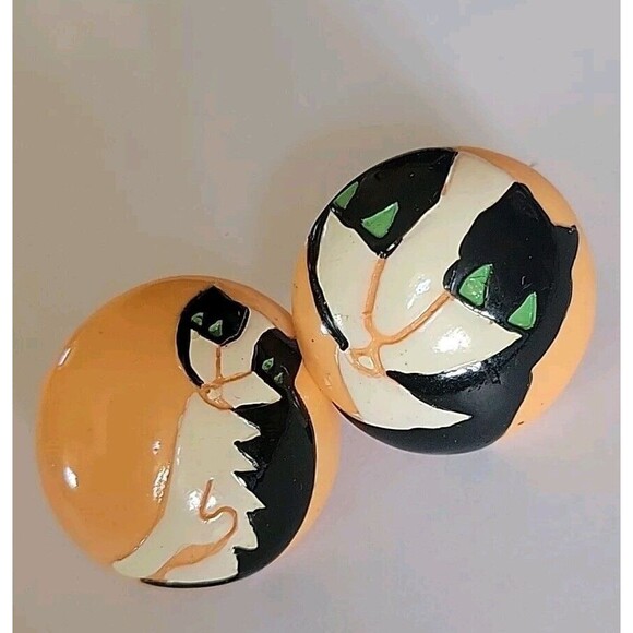 Marie-Christine PAVONE Puces D'Oreilles Chaton UNIQUE Handpainted Cat Earrings - Picture 6 of 7